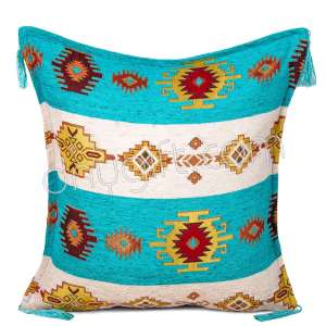 45x45 Kilim Desenli Turkuaz Krem Minder