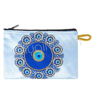 Nazar Boncuğu Desenli Dokuma Cüzdan