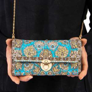 Zincirli Dokuma Bayan Cüzdan Kapaklı Büyük