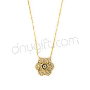 Zirkon Taşlı Çiçek Kolye