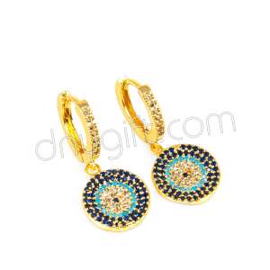 Zirkon Taşlı Nazarlı Küpe