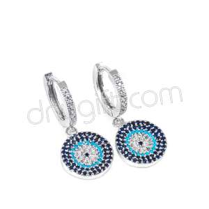 Zirkon Taşlı Nazarlı Küpe