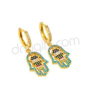 Zirkon Taşlı Fatıma El Küpe