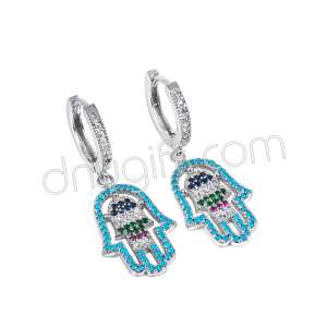 Zirkon Taşlı Fatıma El Küpe