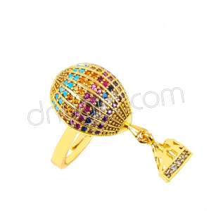 Zirkon Taşlı Renkli Balon Yüzük