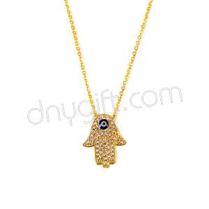 Zirkon Taşlı Fatıma El Kolye