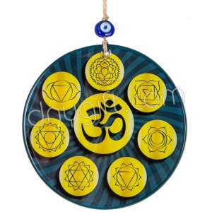 16 Cm Yoga Mandala Desenli Cam Duvar Süsü