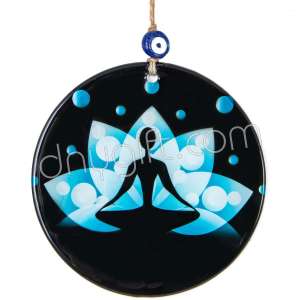 16 Cm Yoga Desenli Cam Duvar Süsü
