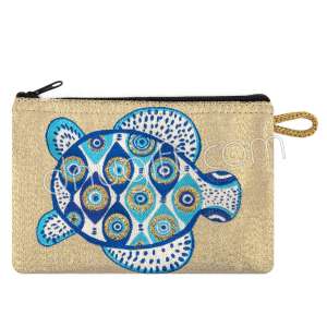 Nazarlı Kaplumbağa Desenli Dokuma Cüzdan