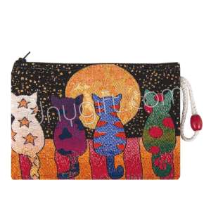 Kedi Desenli Goblen Cüzdan