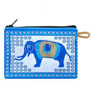 Fil Desenli Nazar Boncuklu Dokuma Cüzdan