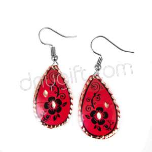 Çiçek Desenli Bakır Küpe