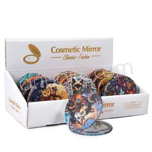 Makyaj Aynası Yuvarlak Kedi Desenli