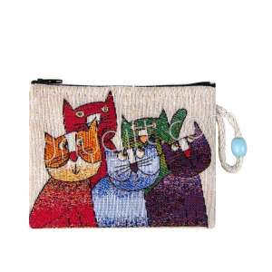 Kedi Desenli Goblen Cüzdan