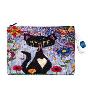 Kedi Desenli Goblen Cüzdan