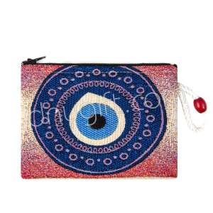 Nazar Boncuğu Desenli Goblen Cüzdan