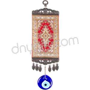 10 cm Turkish Miniature Carpet Designed Woven Wall Hanging Ornament 32