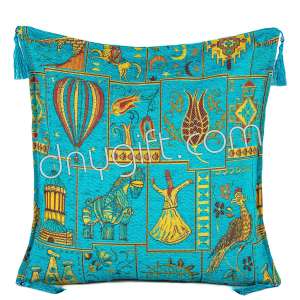 45x45 Turquoise Turkish Cushion Cover 1254