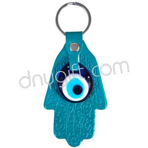 Fatima's Hand Faux Leather Key Chain Dark Green